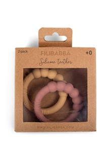 MAMA.LICIOUS Filibabba Silicone teethers, 2-pack -Vintage Rose - 44444427