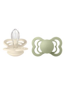 MAMA.LICIOUS BIBS Supreme Silicone Pacifier, 2-pack -Ivory/Sage - 77777776