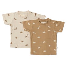 MAMA.LICIOUS 2-pakning baby-t-shirt -Dinosaur kelp/oatmeal - 88888828