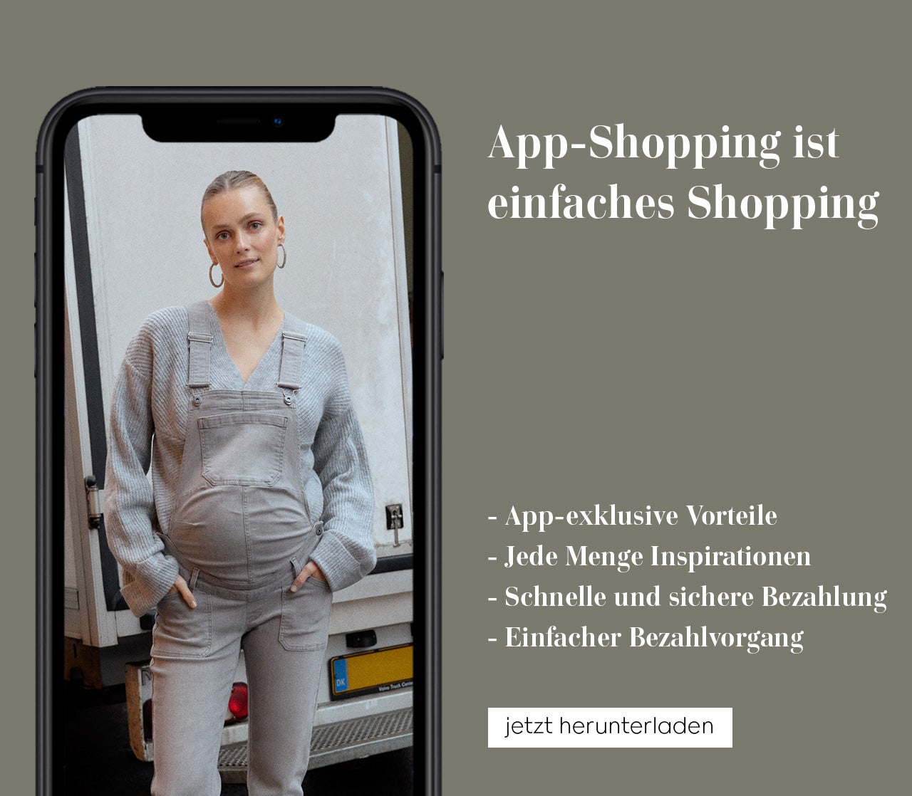 MAMALICIOUS Umstandskleid Mit Stillfunktion – Langärmlig, V-Ausschnitt & Reißverschluss Vorne